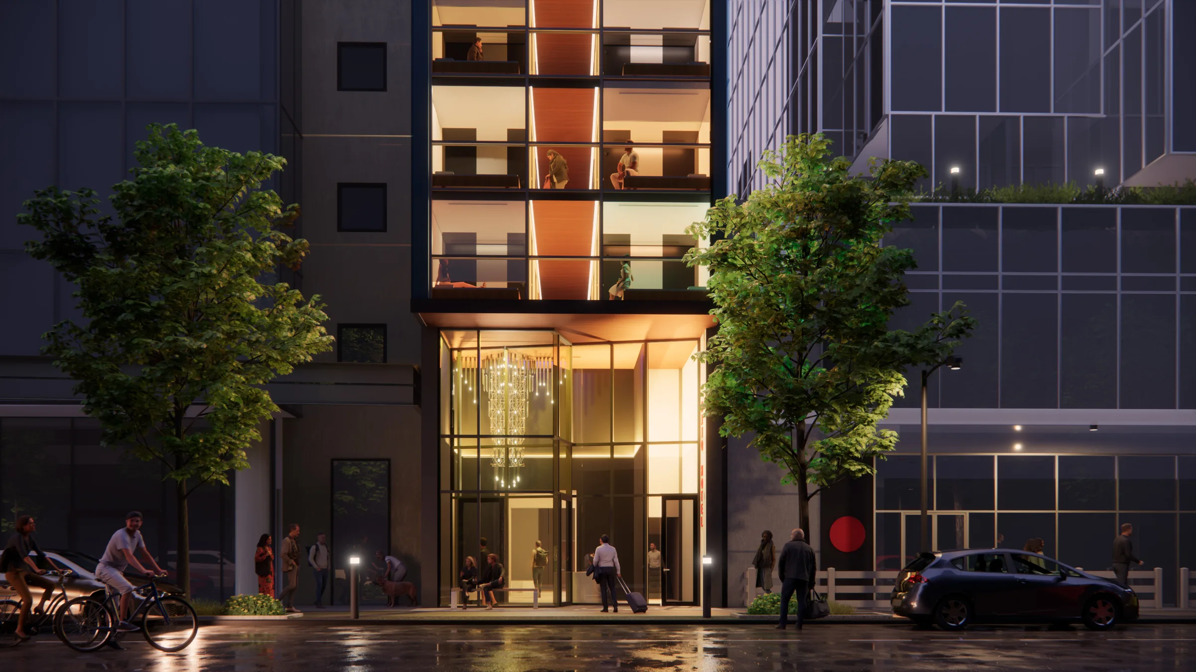 Rendering of the proposed hotel entrance on Howe Street.